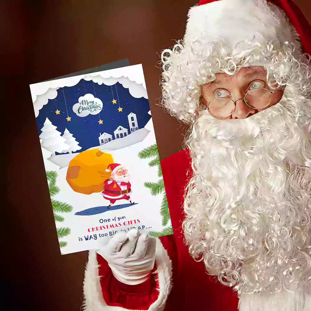 Merry Christmas Greeting Card -1 Piece x mas santa surprise gift my passion